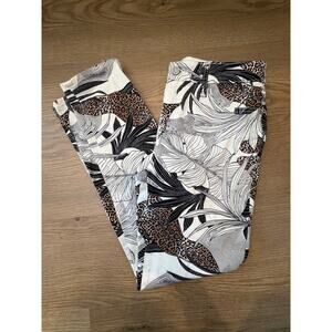 Chico's So Slimming Girlfriend Ankle Jeans Palm Tropical Print Leopard Print